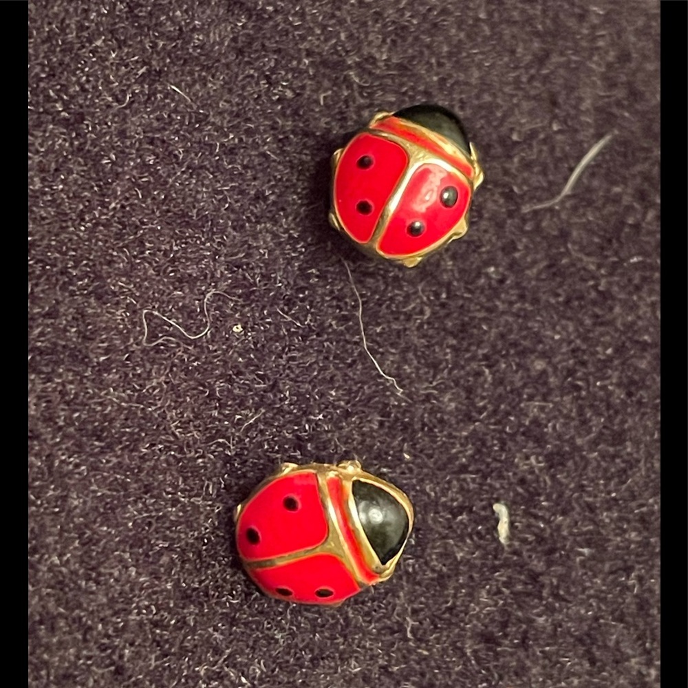 14k yellow gold ladybug stud earrings